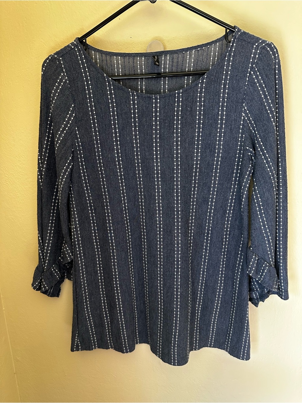 Women's Navy Vertical Stripe Scoop Neck Tunic